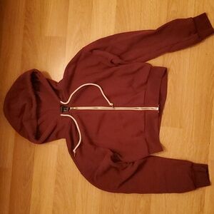 Burgundy Forever 21 Cropped Hoodie - Small